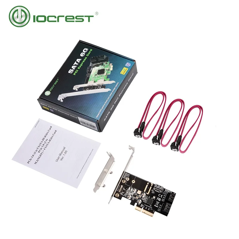  Карта контроллера IOCREST PCIe 3 0-5 портов внутренняя SATA III 6 ГБ/сек. чипсет