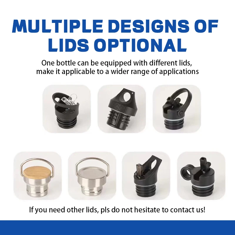 Custom Logo Double Wall Insulated Stainless Steel Sports Drink Water Bottle Vacuum Thermoses Flask for Hiking Camping Travel