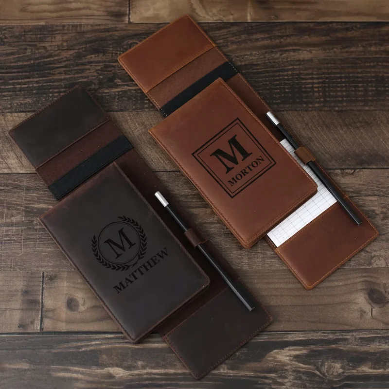 Genuine Leather Golf Scorecard Yardage Book Holder Cover Custom Logo Golf Scorecard Holder with Pencil Holder