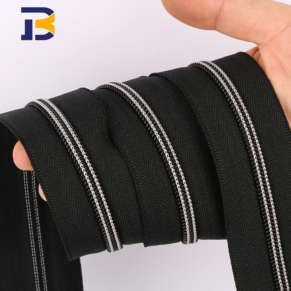 Wholesale 3# 5# 7# 8#nylon plain double needle color suitable for luggage and clothing zipper specifications can be customized.