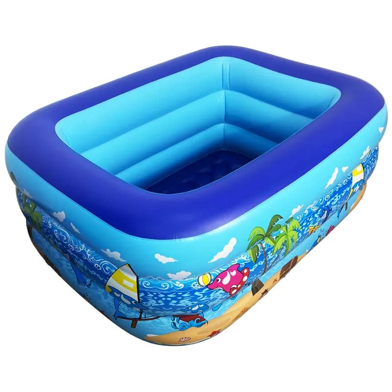portable swimming pools inflatable 3 layer pool family use inflatable printing ocean pattern swimming pool Multiple sizes