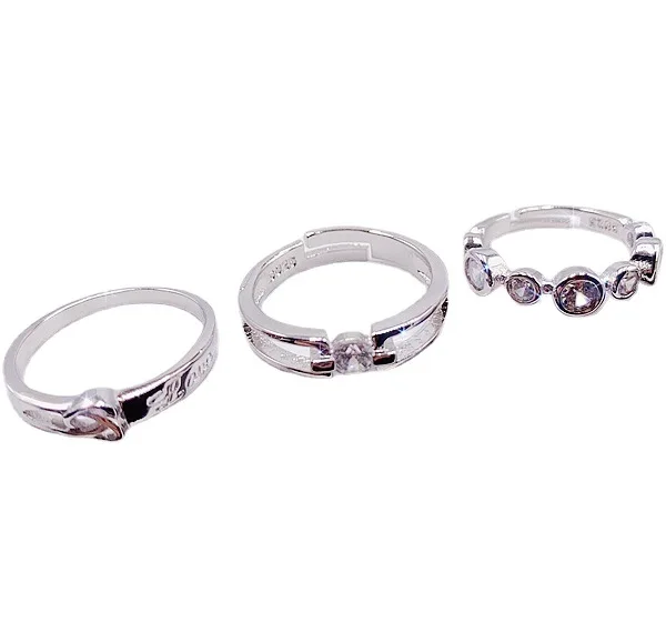 Korean light luxury simple fashion jewelry ring geometric senior sense for men and women inset zircon ring lovers hand jewelry