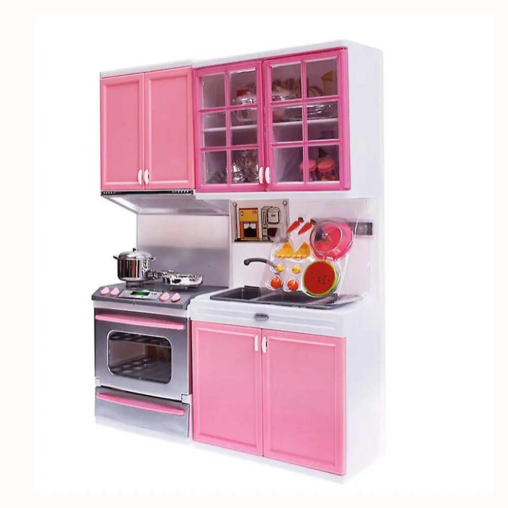Xmas Gift Mini Kids Kitchen Pretend Play Cooking Set Cabinet Stove Girls Toy
