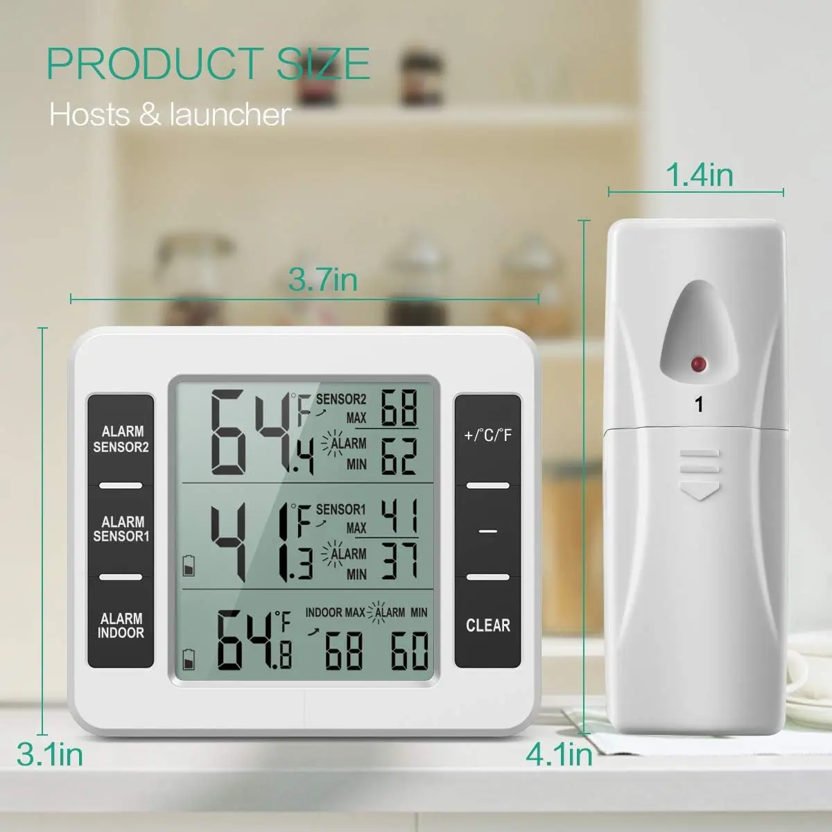 Wireless Temperature measurement tester for refrigeration Thermometer with 2 Remote Sensors