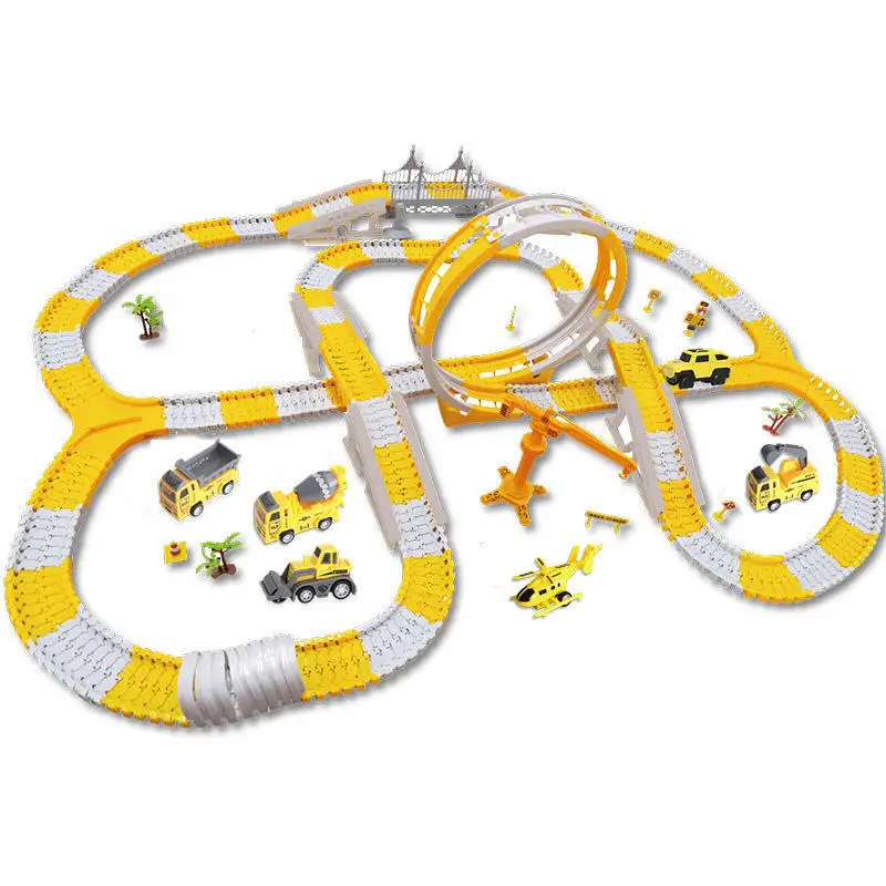 Electric Race Car Flexible Track Play Set Create Engineering Road Construction Racing Tracks Toys