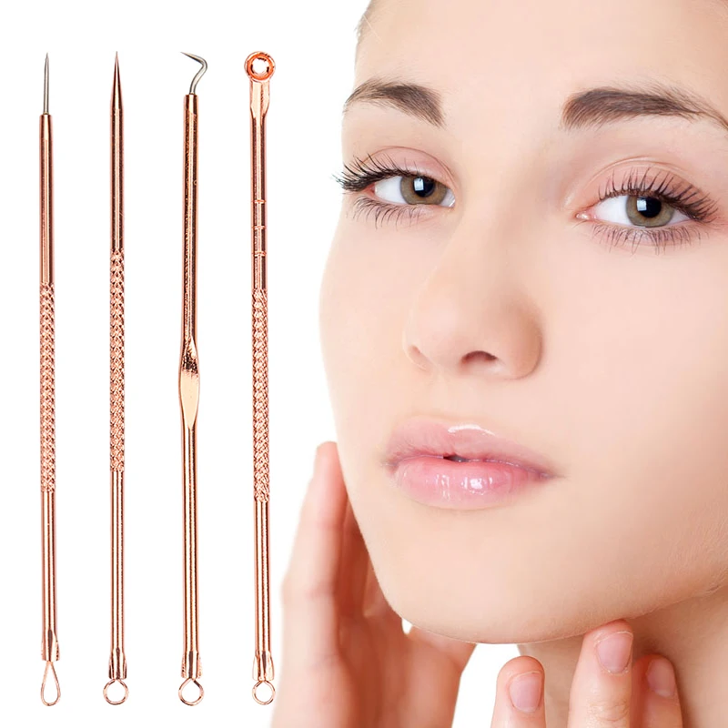 4 Pcs Stainless Steel Blackhead Comedone Black Pimple Remover Set Acne Needle Kit Extractor Tools For Skin Care Tool