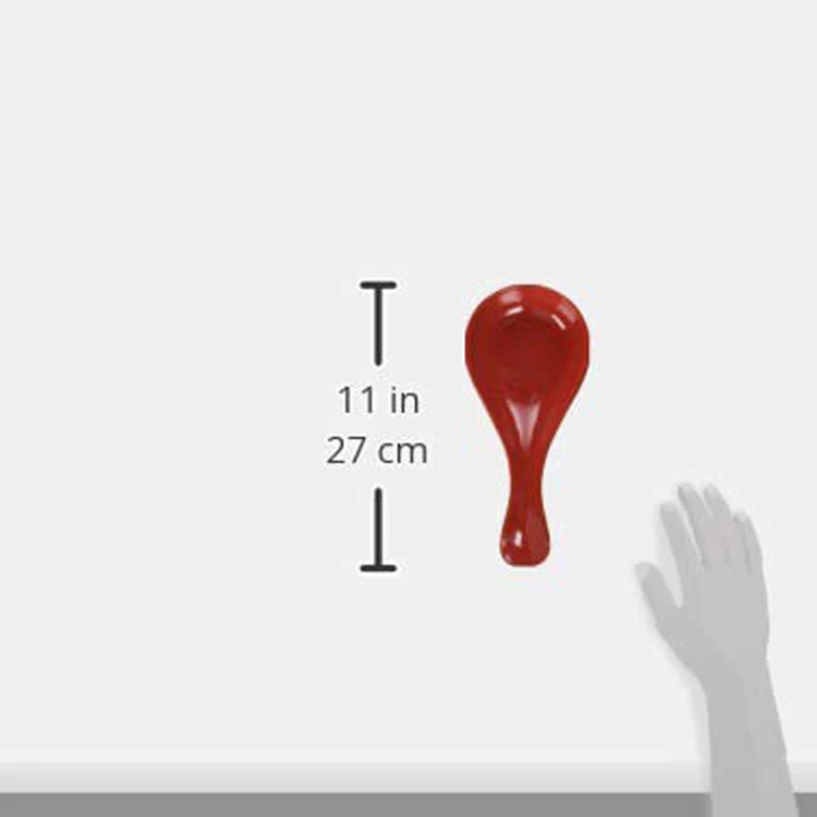 Decorative kitchenware red color ceramic spoon rest with simple design