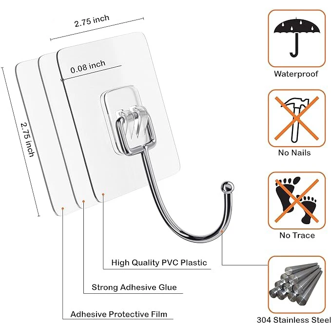 Transparent Strong Self Adhesive Door Wall Hangers Hooks Suction Heavy Load Rack Cup Sucker For Kitchen Bathroom Strong