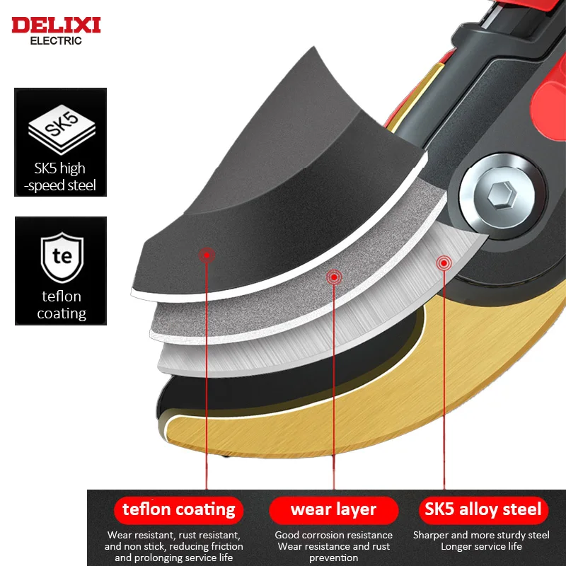 Delixi ELECTRIC Gardening Pointed Pruning Chromeplate Shears  Soft Rubber Handle Fruits Vegetables Bonsai Cutters Garden Branch