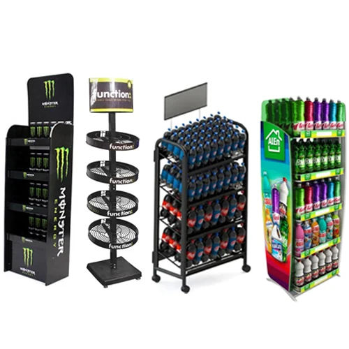 Custom Beverage Display Rack Retail Drink Display Rack Metal Beverage Bottle Display Rack