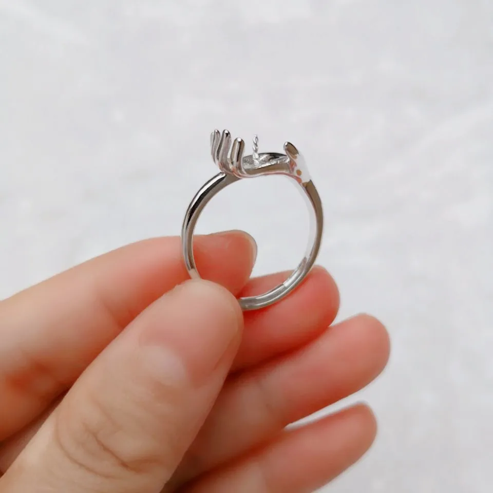 SSR338 Hand Shapes Ring 925 Sterling Silver Ladies Pearl Ring Bases