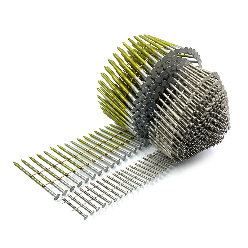 pallet coil nails China manufacturer galvanized steel yellow wiring 15 degres 2 inch