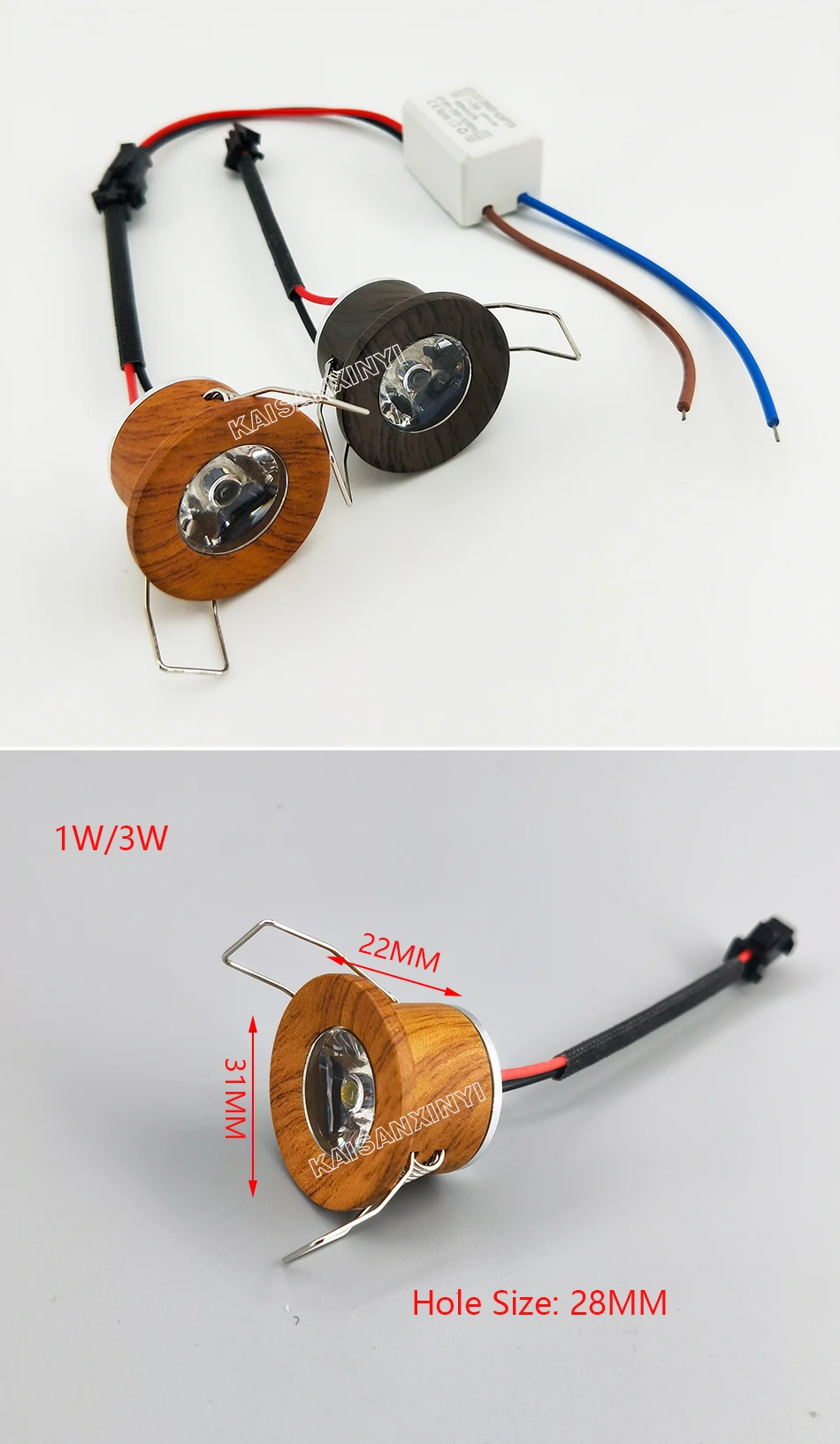LED Recessed Ceiling Spot Light Wooden Frame Mini Downlights 1W 3W 28mm Cut Hole Size 100lm 110V-220V  DC12V Under Cabinet Lamp