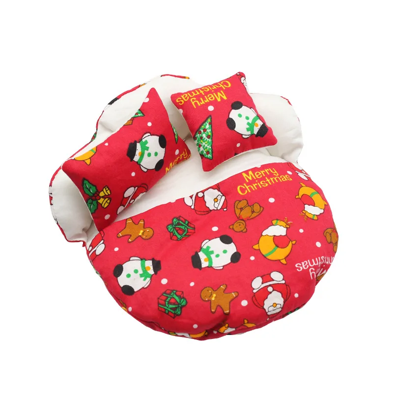Mini Beds With Pillows Christmas Baby Elf Bed Sleeping Bag Twins Elves Stuffed for Doll Bedroom Accessories