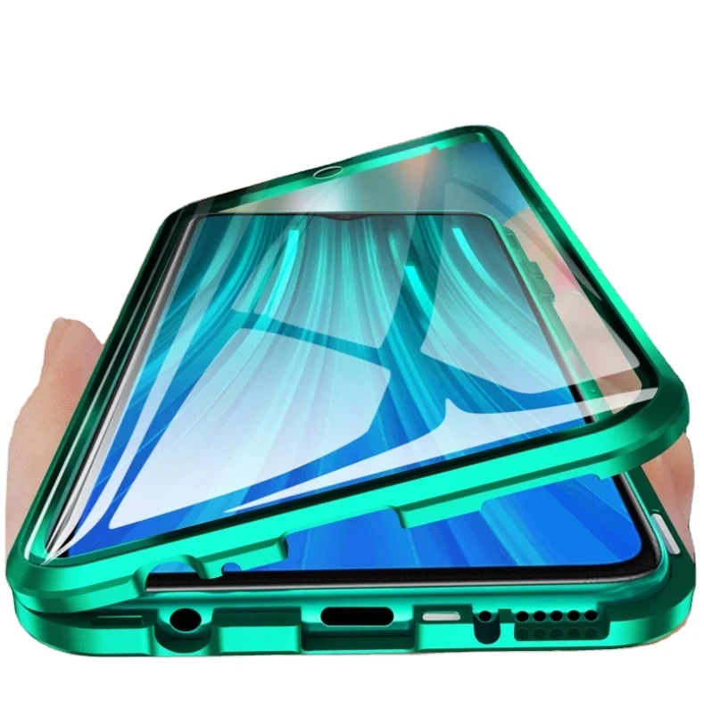 360 Magnetic Double Mobile Phone Bag for Redmi Note 10 Pro Magnetic Mobile Phone Case For Xiaomi Note 8 Pro Tempered Glass Cover
