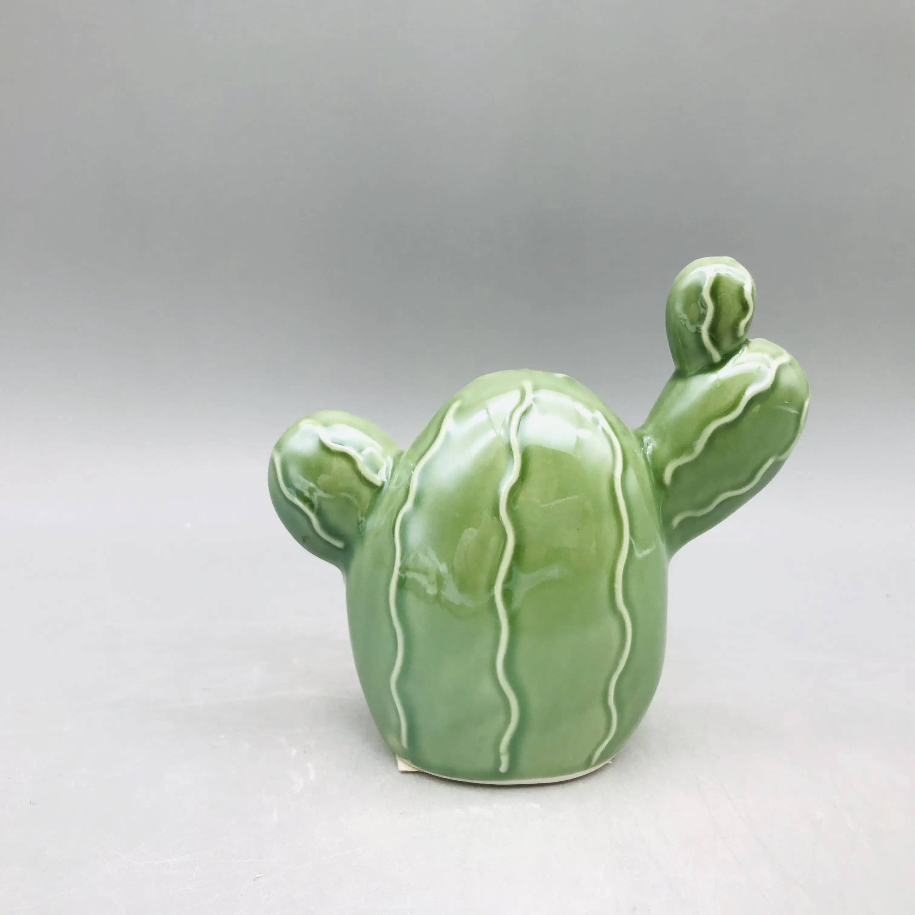 OEM service small plated green porcelain cactus ceramic