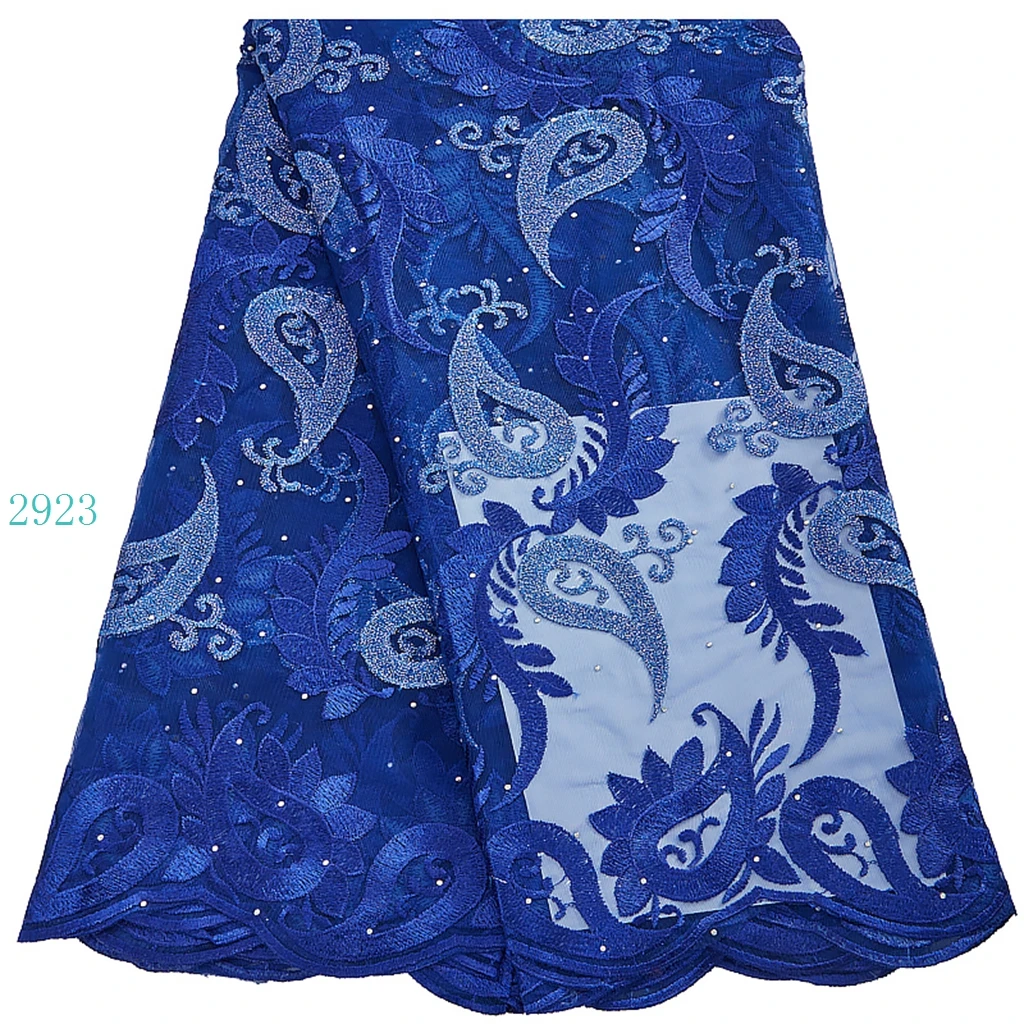 2923 Latest Styles French Mesh Lace Fabric Hand Made Stones Embroidery Lace Dress 5 Yard For Women Party Wedding Dress Sew