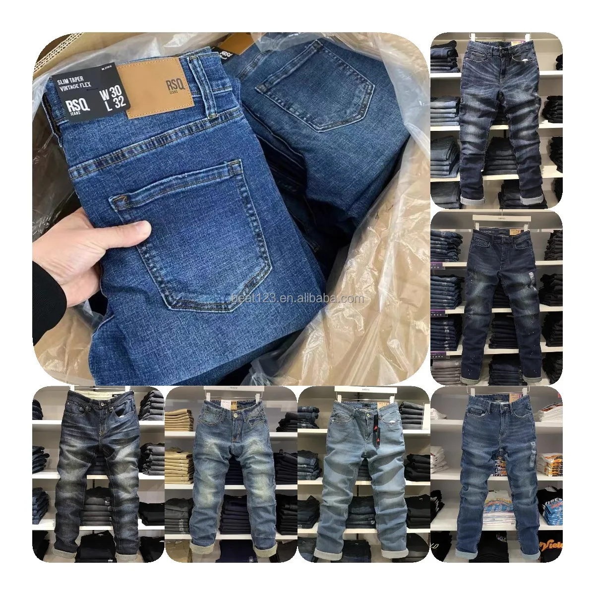 2023 factory wholesale mens jeans classic style business casual gentlemen stretch regular fit denim trousers