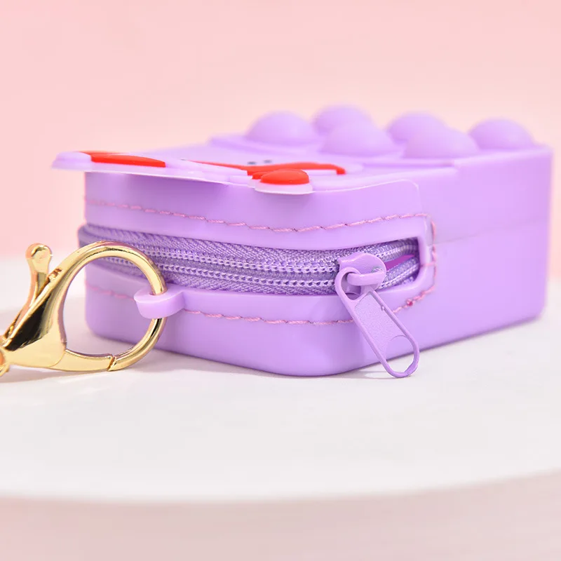 New Arrival Stress Reliever Silicone Push Pop Bubble Wallet Keychain Simple Dimple Fidget Toys Bag Coin Purse for Christmas Gift