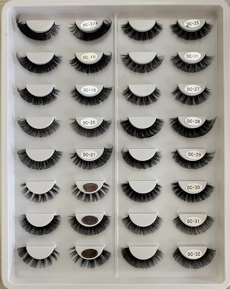 vegan synthetic hair full strip eyelash d curl russian D Curl lashes fluffy natural with private label eyelashes box packaging