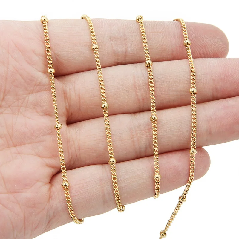 Wholesale stainless steel waterproof 18k gold filled chain roll extension O Cross Chain jewelry Make body chain diy jewelry