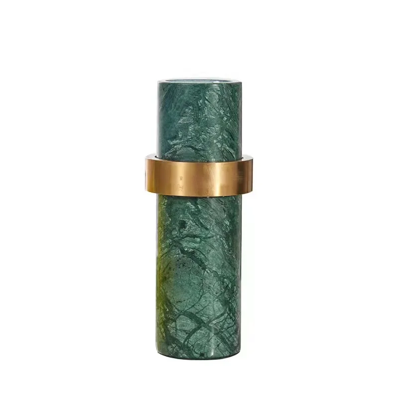 Luxury modern marble vase decorative interior decor showpieces metal ornaments home decoration