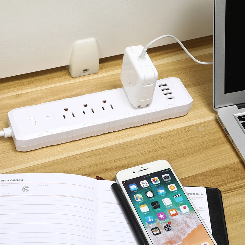Настольная розетка питания с защитой от перенапряжения 3USB типа C американская розетка Выходная линия 1,5 м