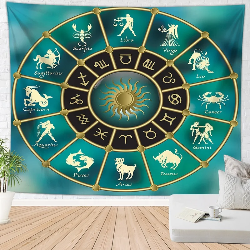 Custom Psychedelic Zodiac Astrology Tarot Wall Hanging Tapestry for Decoration
