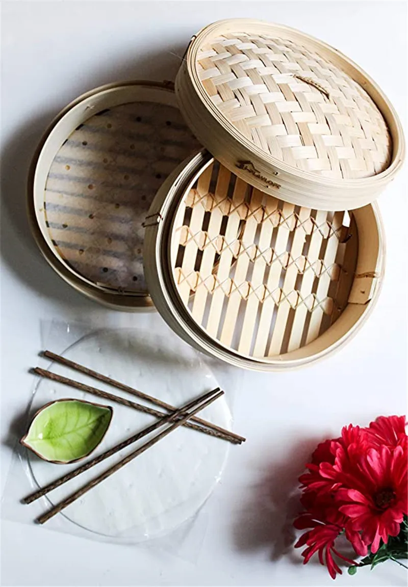 
Wholesale custom logo different size Handmade Bamboo food Steamer use for Dim Sum Dumpling and delicious Food 