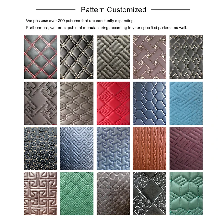 Custom automotive car seat upholstery padded pu pvc leather auto interiors leather for auto upholstery use