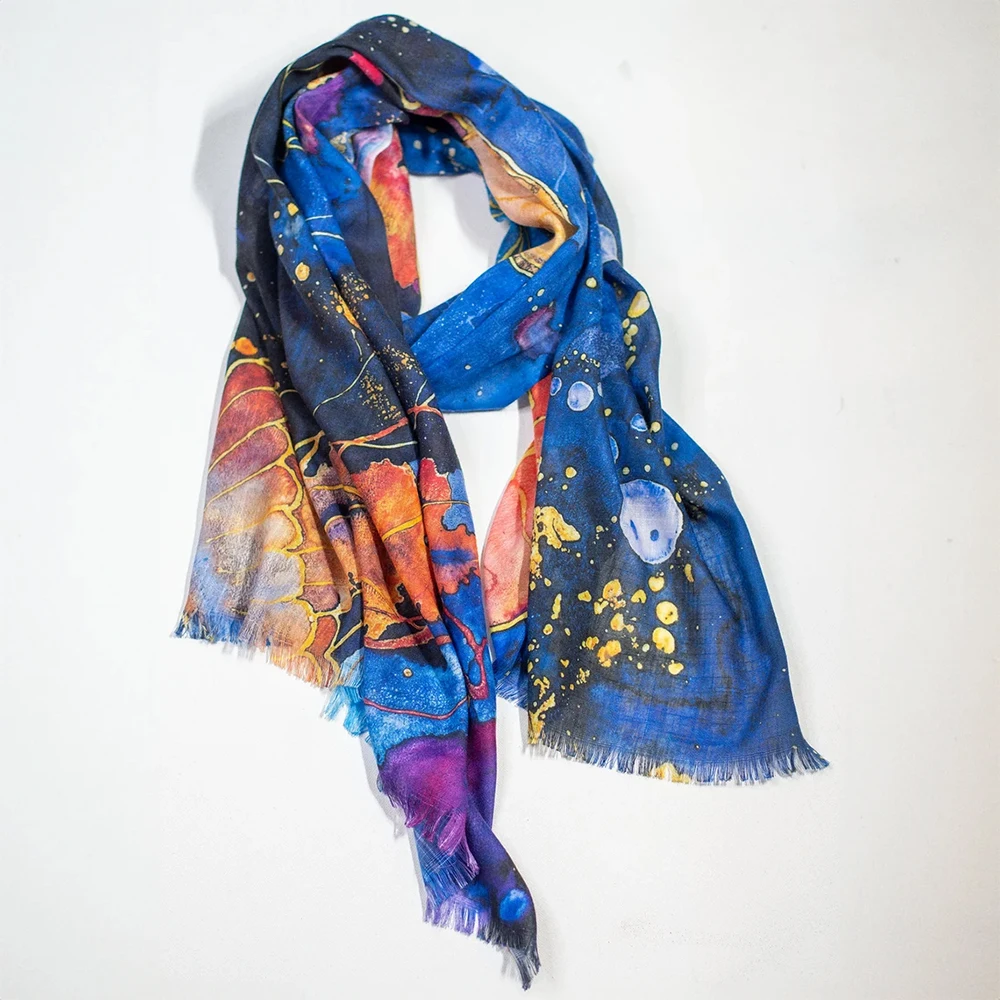 2024 New Product Printed Large Boho Beach Pareo Rave Scarves Beach Towel Cashmere Scarf Luxury Custom Shawl