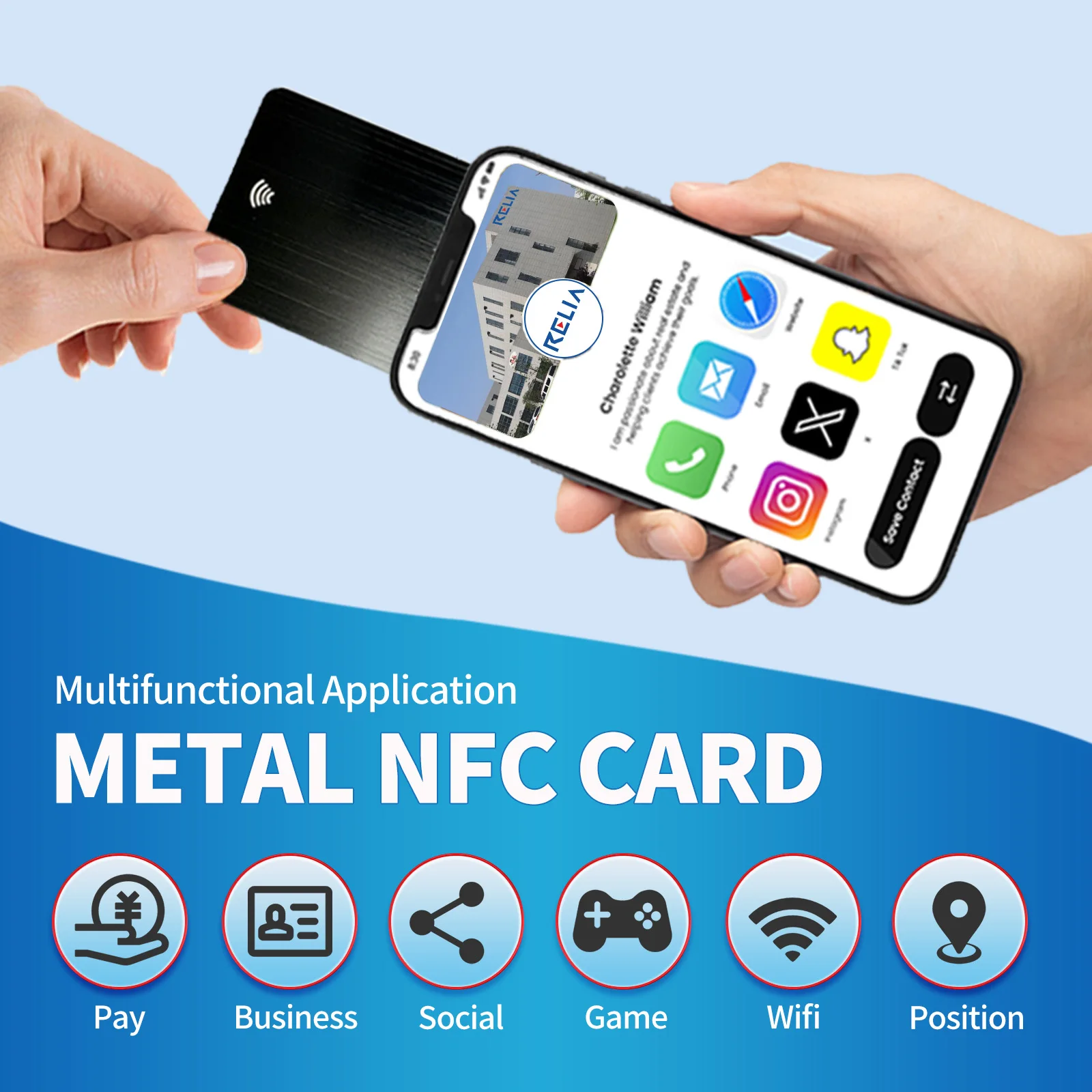 Hot Sell Customized Printing Colored Edge NFC Business Card Smart Chip Metal Nfc Rfid Cards