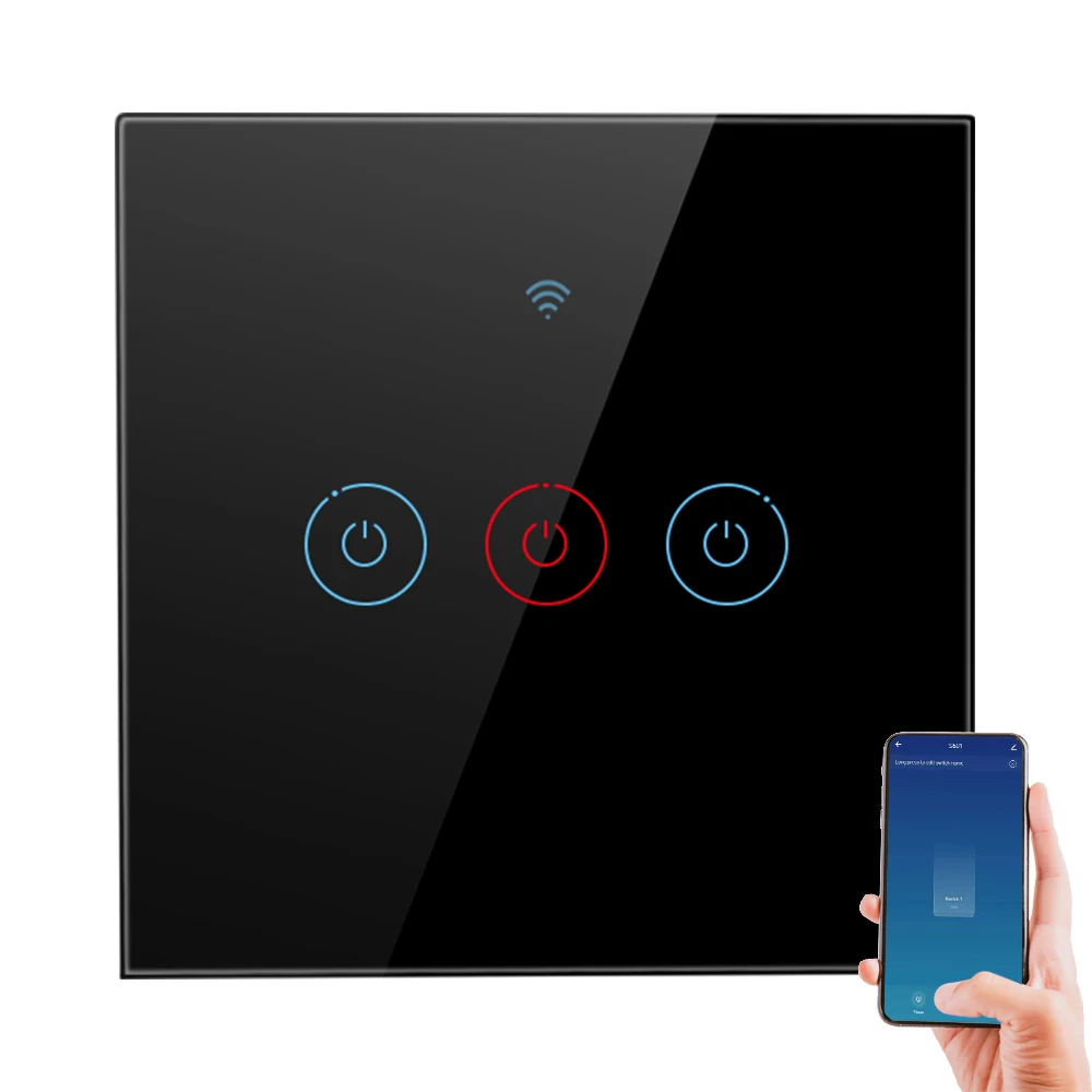 SMATRUL 3 Gang Tuya WiFi умный сенсорный беспроводной выключатель света RF 433 МГц без нейтральной требуемой стены 220 В для Google Home Alexa