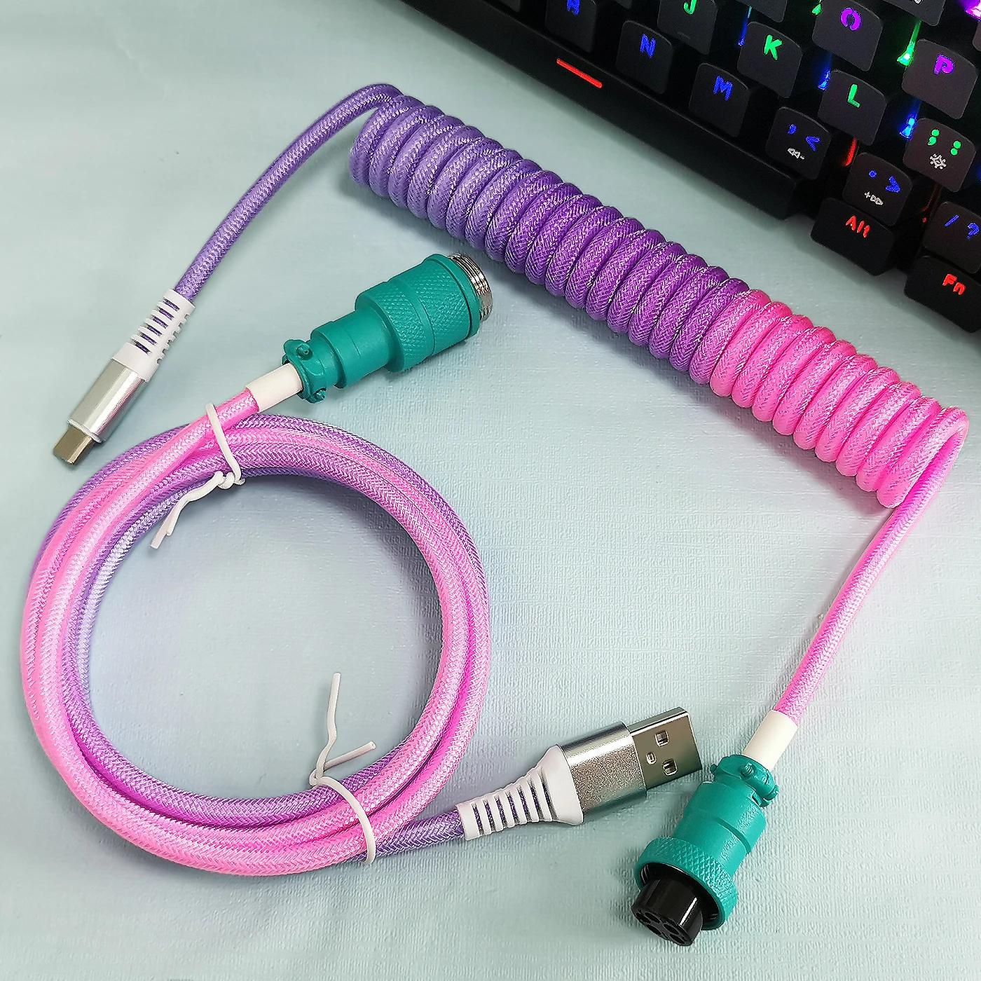 5A fast charging data transfer spiral coiled mechanical keyboard cable, curled computer keyboard kable