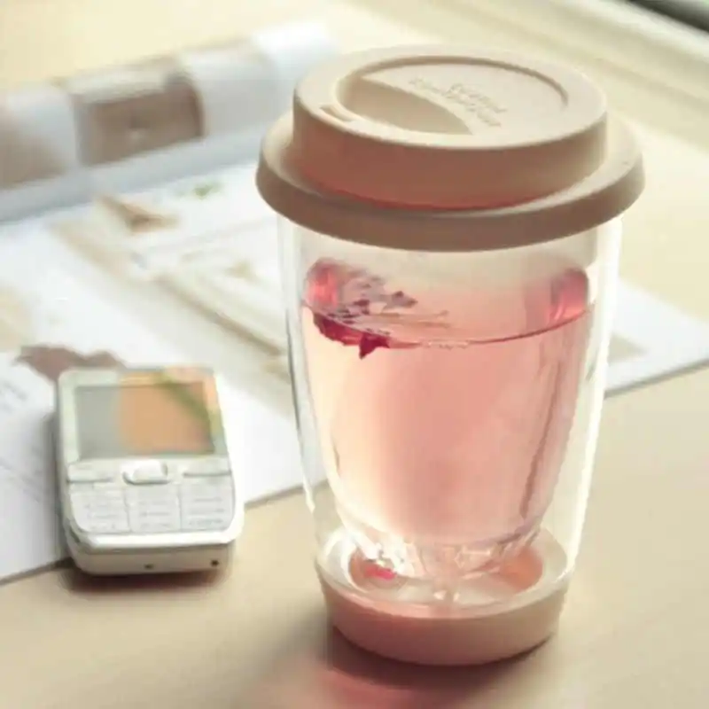 Новый стеклянный Термоизолированный стакан с двойными стенками чашка для эспрессо чая кофе белый силикон 350 мл 12