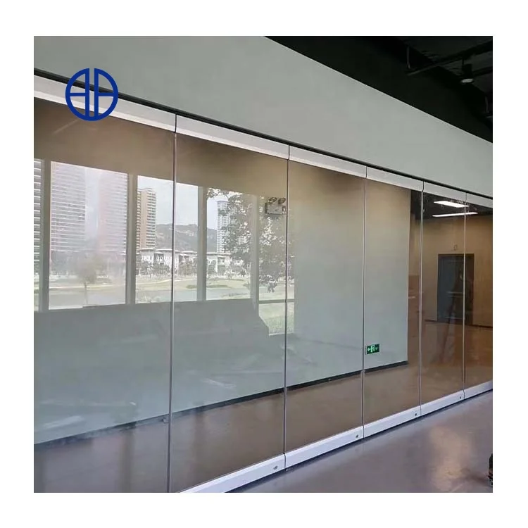 Frameless Folding Sliding Glass Doors Remote Control Auto Sliding Folding Partition Doors For Houses Exterior