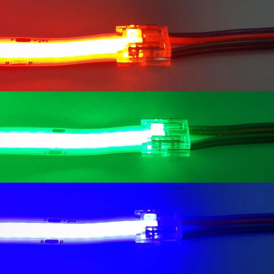 2022 Solderless Connector For 5mm 8mm 10mm RGB Single Color Cob Led Strip Connector 2 Pin 3 Pin 4 Pin