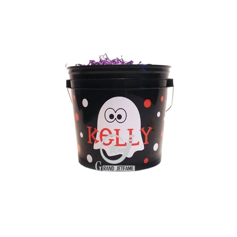 Halloween ghost design trick or treat metal bucket