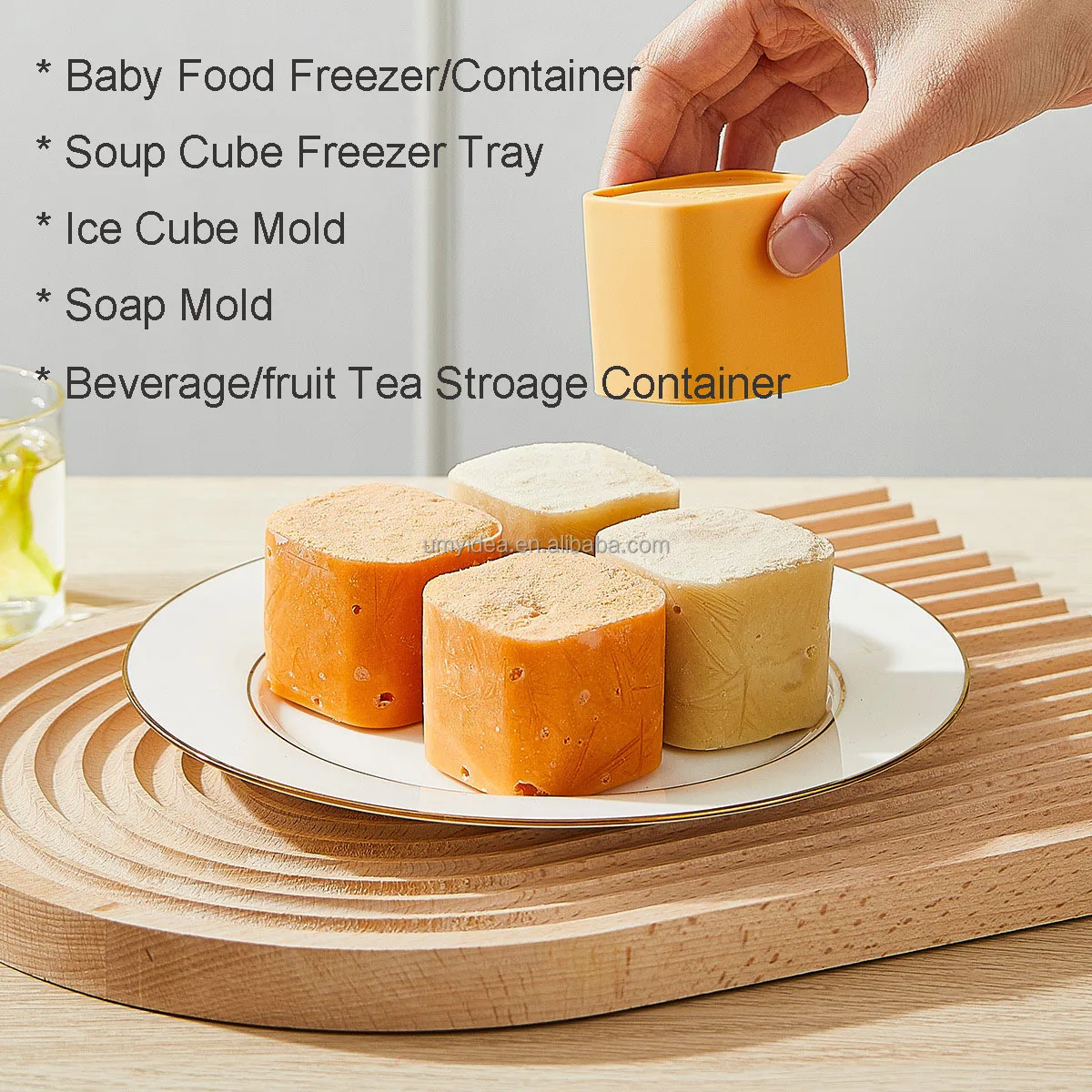 2023 Soup Storage Ice Tray Freezer Silicone Soup Tray Cubes Large Silicone Soup Freezing Cube Tray with Lid
