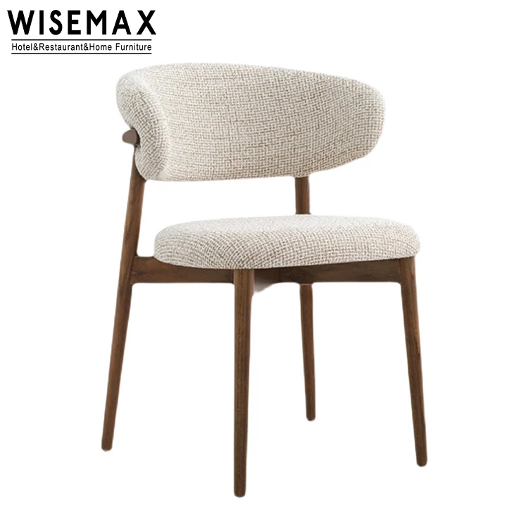 Мебель WISEMAX современная мебель для столовой изогнутая спинка деревянный стул орехового цвета обеденный из белой льняной ткани с