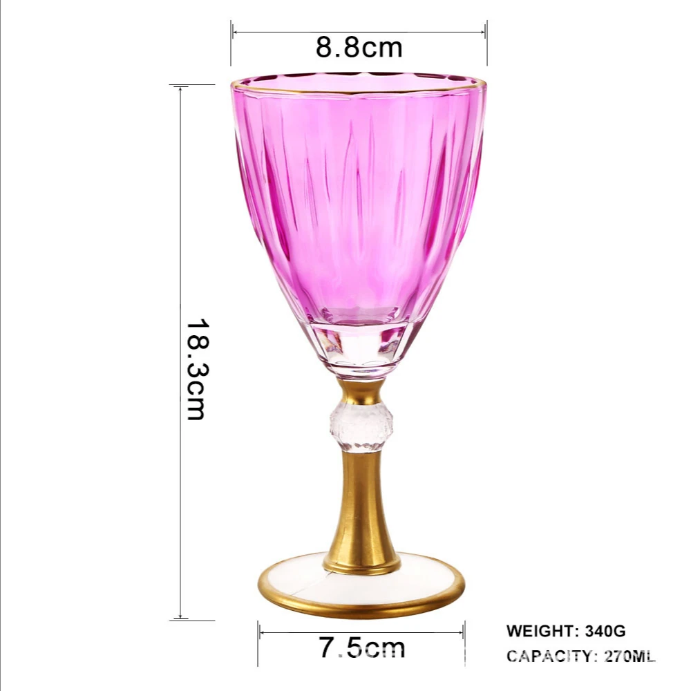 European-style colored glassware pink tall colored red wine diamond glass home creative wine champagne goblet