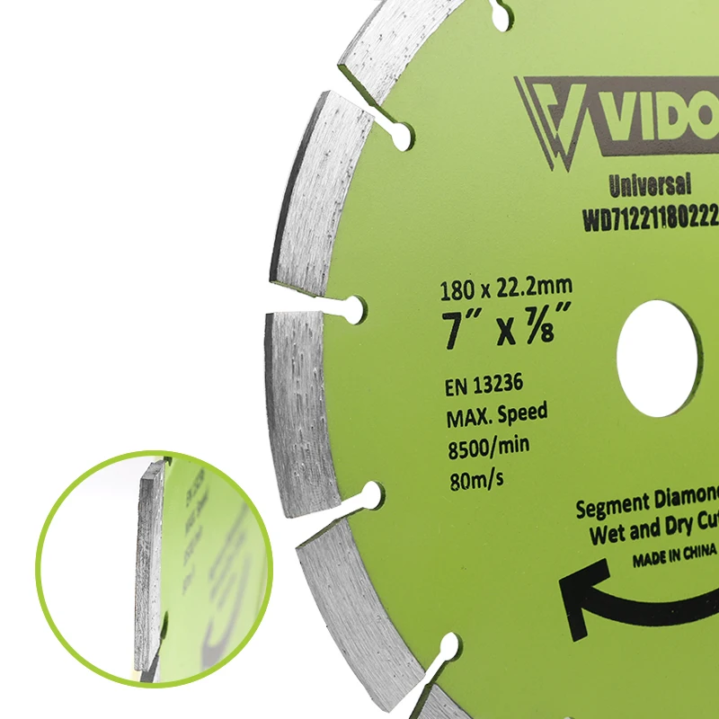 VIDO cutting disc high quality hot sale durable 4.5in 5in 7in 9in segment diamond saw blade for Stone
