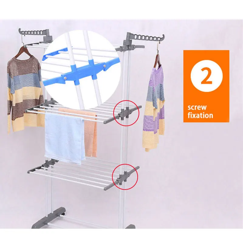 folding telescopic floor-standing double pole cloth rack metal clothes drying laundry racks towel cloth drying rack with wheels
