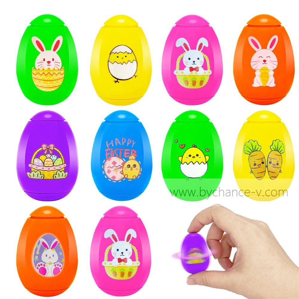 Wholesale budget friendly Easter egg hunt toy Easter themed egg shape fidget spinner perfect for Easter gift basket stuffer