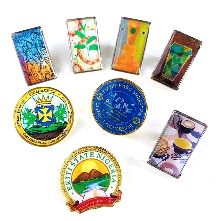 Free Sample Fashion Hat Clothes Badge 3D Company Logo Design Epoxy Pin Personalized Custom Metal Dome Epoxy Resin Lapel Pin