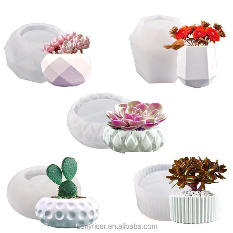 Early Riser Epoxy silicone mold fleshy wave dot flower pot storage diy cement gypsum pot cup flower pot silicone mold