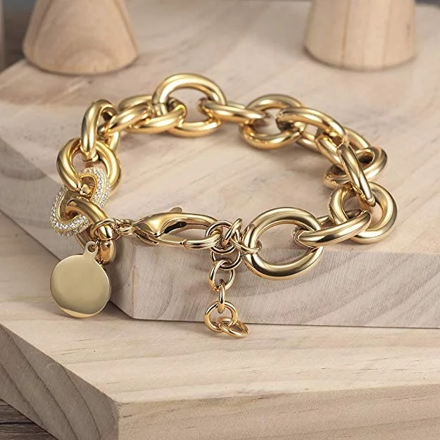 fashion cuban stainless steel gold plated bracelet personalized bracelet