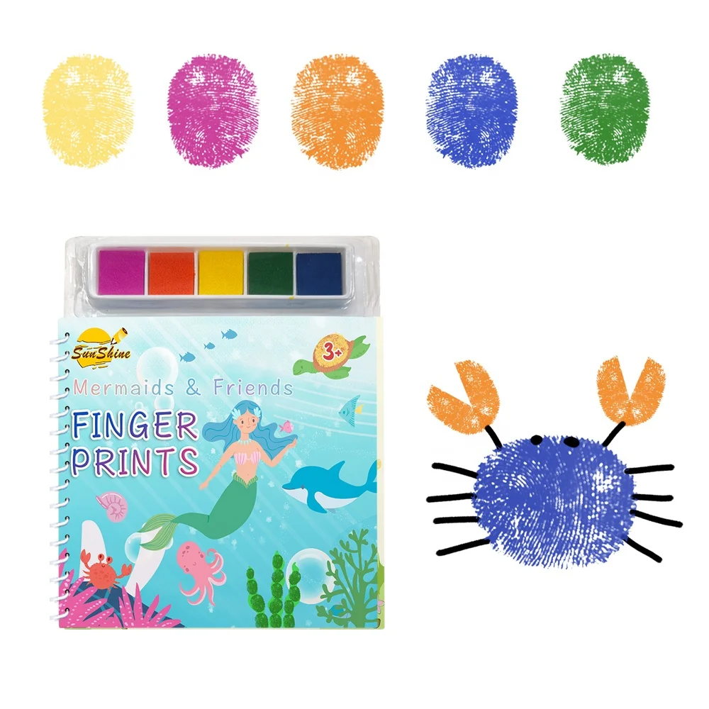2023 Kids Early Education Toys English water Coloring Finger Painting Books Ink Pad Kids Activities Doodling Book