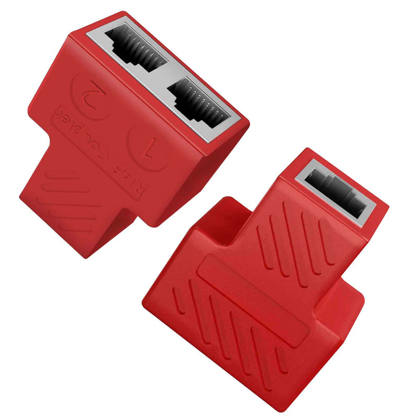 
 8P8C Splitter & Distributor, RJ45 1 to 2 LAN Cable Splitter VANDESAIL Lan Switch 2Port  red color  