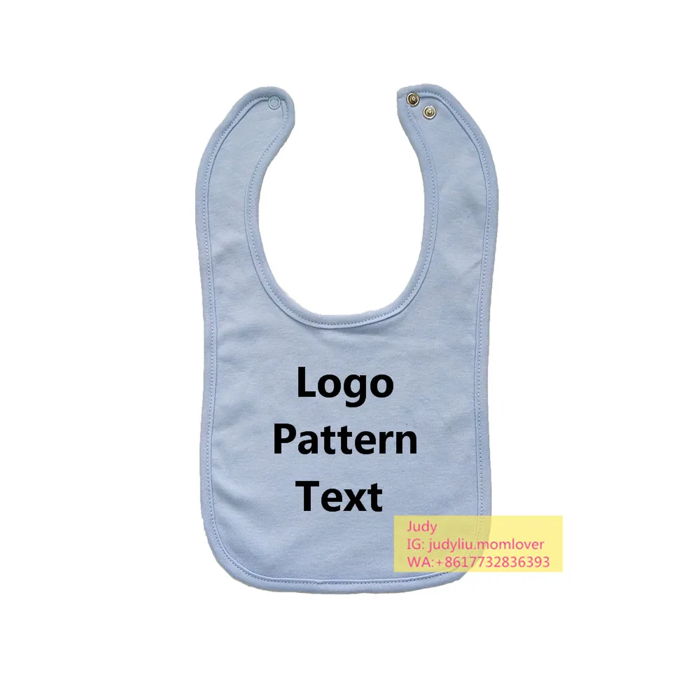 Custom logo washable 100% organic baby rounded bib u shaped bibs cotton  baby bandana drool bibs